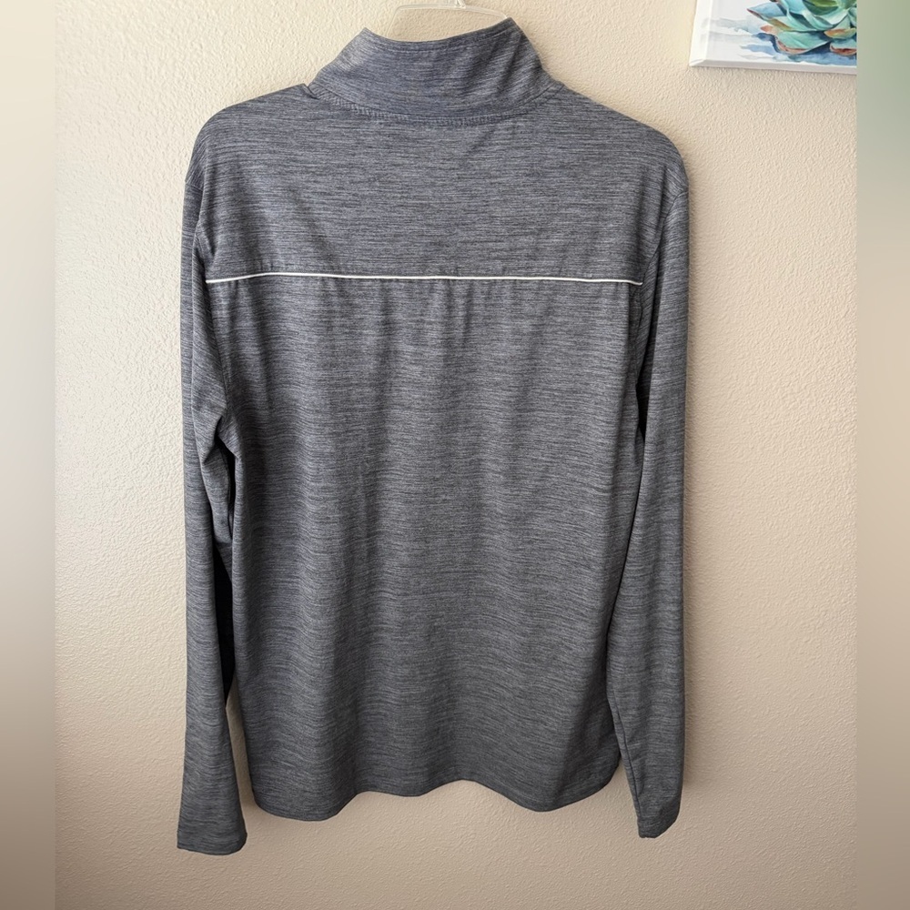 J Crew Performance Pullover Mens L Heather Gray 1/4 Zip Stretch Long Sleeve - Picture 2 of 6
